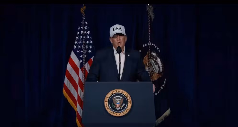 Donald Trump, lors de son discours diffusé sur son réseau Truth Social, le 28 février 2026.