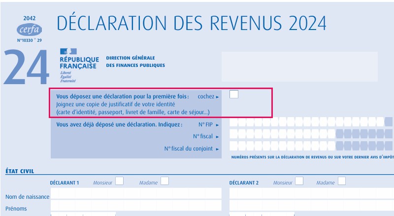Fiche de déclaration de revenus