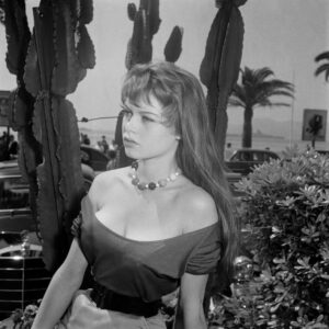 Brigitte Bardot lors d’une séance photo au festival de Cannes en mai 1955. ©UPI/AFP