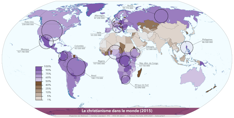 Avec environ 2,4 milliards de fidèles, le christianisme est la première religion mondiale