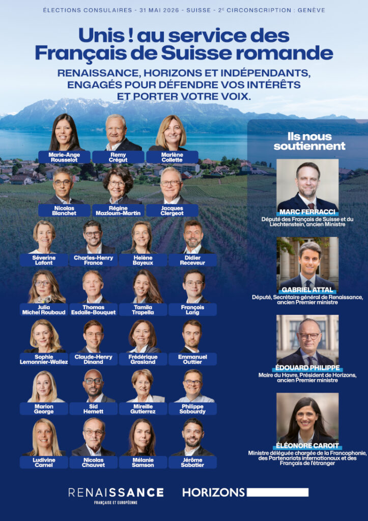 Affiche -liste Unis au service des Français de Suisse romande