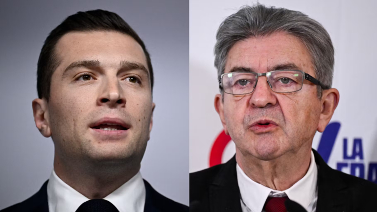 Jordan Bardella et Jean-Luc Mélenchon