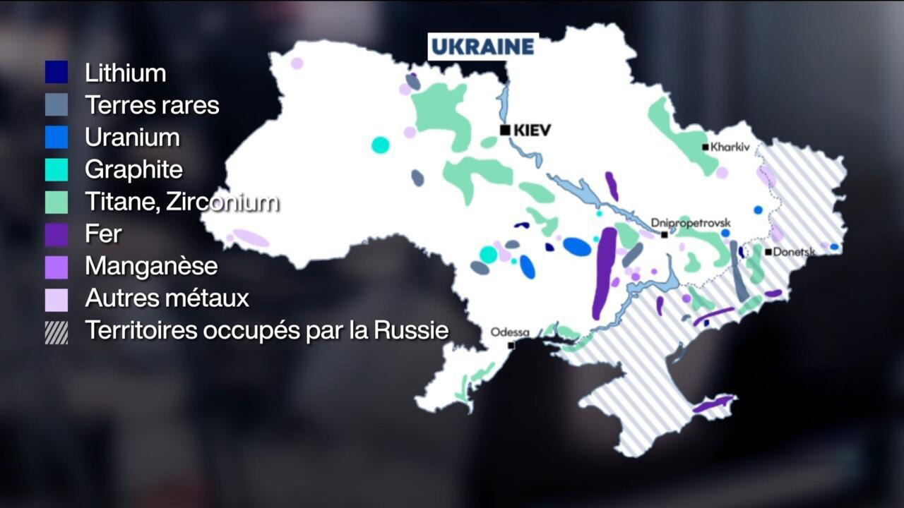 Carte des minérais convoités en Ukraine ©AFP