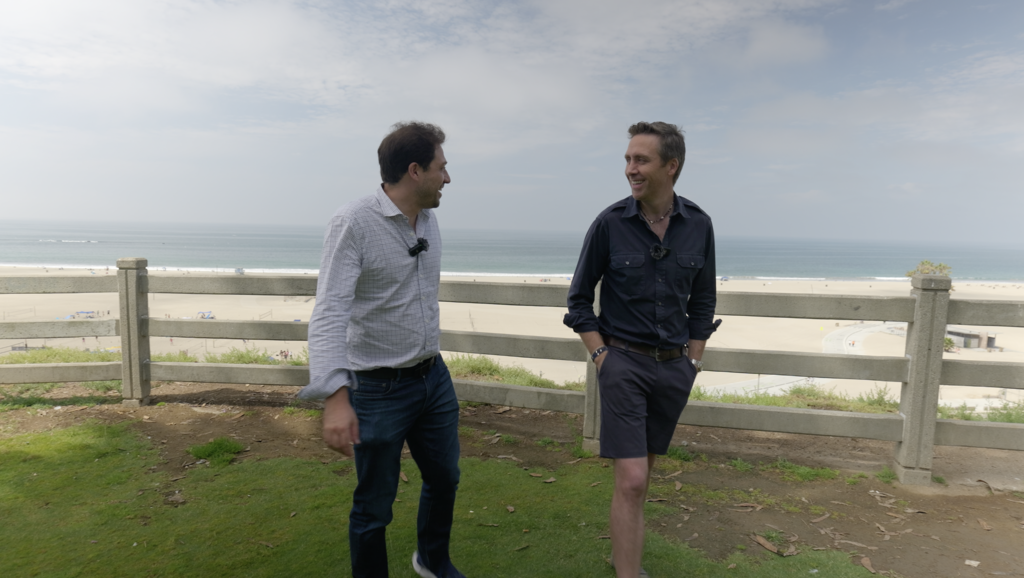 Christopher Weissberg avec Philippe Cousteau à Santa Monica (Etats-Unis)
