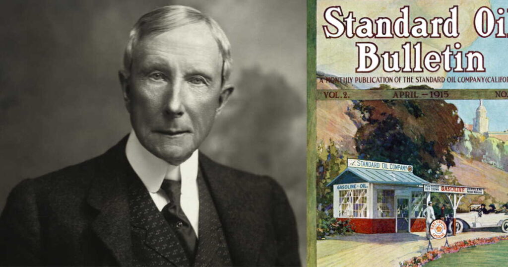 La Standard Oil, un empire pétrolier créé par John D. Rockefeller, démantelé en 1911.