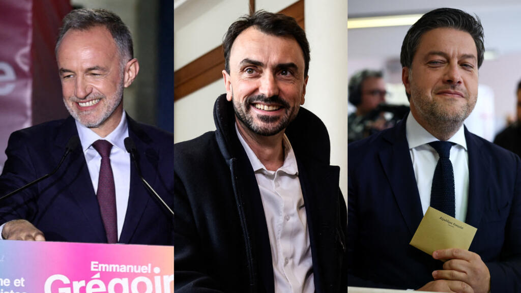 Les 3 maires des 3 grandes villes de France. De droite à gauche : Emmanuel Grégoire à Paris, Grégory Doucet à Lyon, Benoît Payan à Marseille