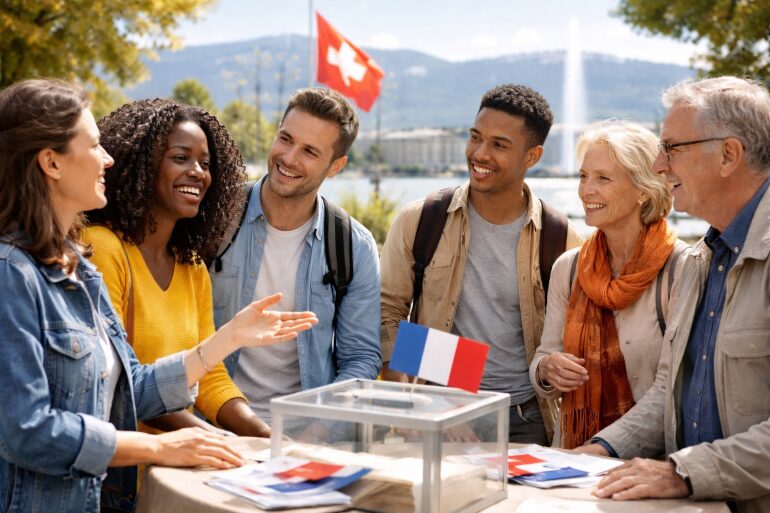 Photo d'illustration de Françaises et Français qui discutent des élections consulaires