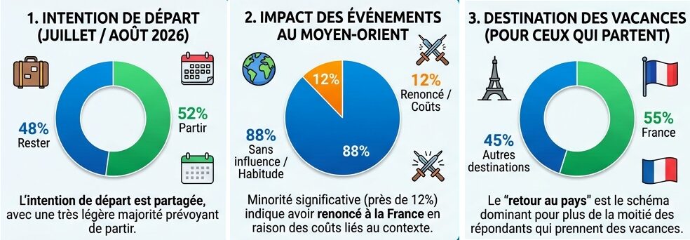 1. Intention de départ - 2. Impact des évènements au Moyen orient - 3. Destination des vacances