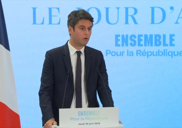 "Ils l'ont dit eux-mêmes, le plus grand groupe de la Nupes choisira le Premier ministre et le groupe qui a le plus de candidats et le plus de sortants, c'est la France insoumise. C'est elle qui a d’ores et déjà imposé son programme et des idées aux autres partis de gauche." - Gabriel Attal lors de sa conférence de presse de campagne ce jeudi 20 juin 2024.