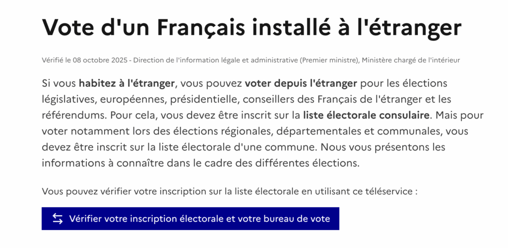 Vote d'un Français installé à l'étranger