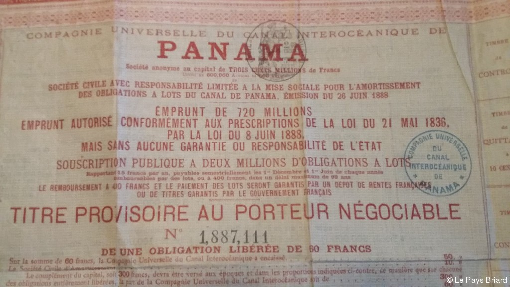 Titre d'emprunt du Canal du Panama émis en 1888