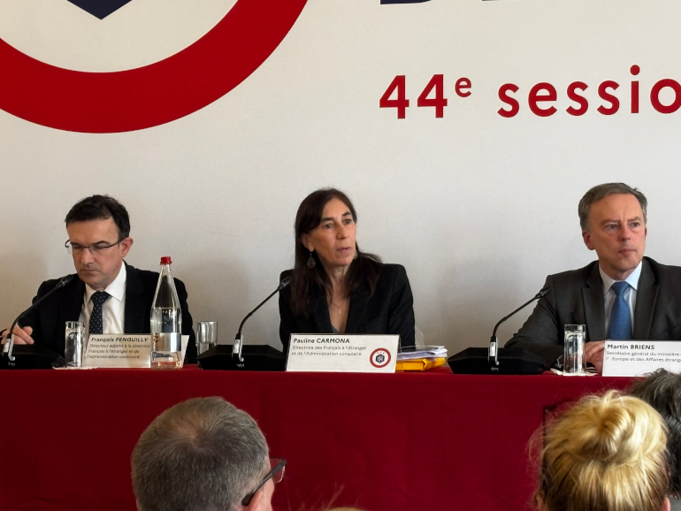 Pauline Carmona, directrice de la DFAE s'exprimant au cours de la 44eme session plénière de l'AFE