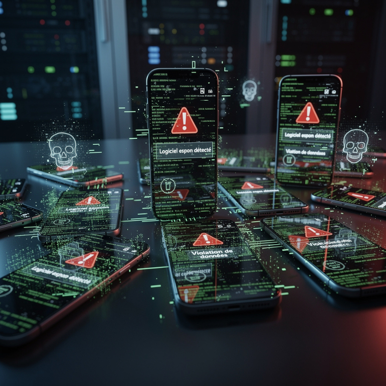 Smartphones subissant une attaque